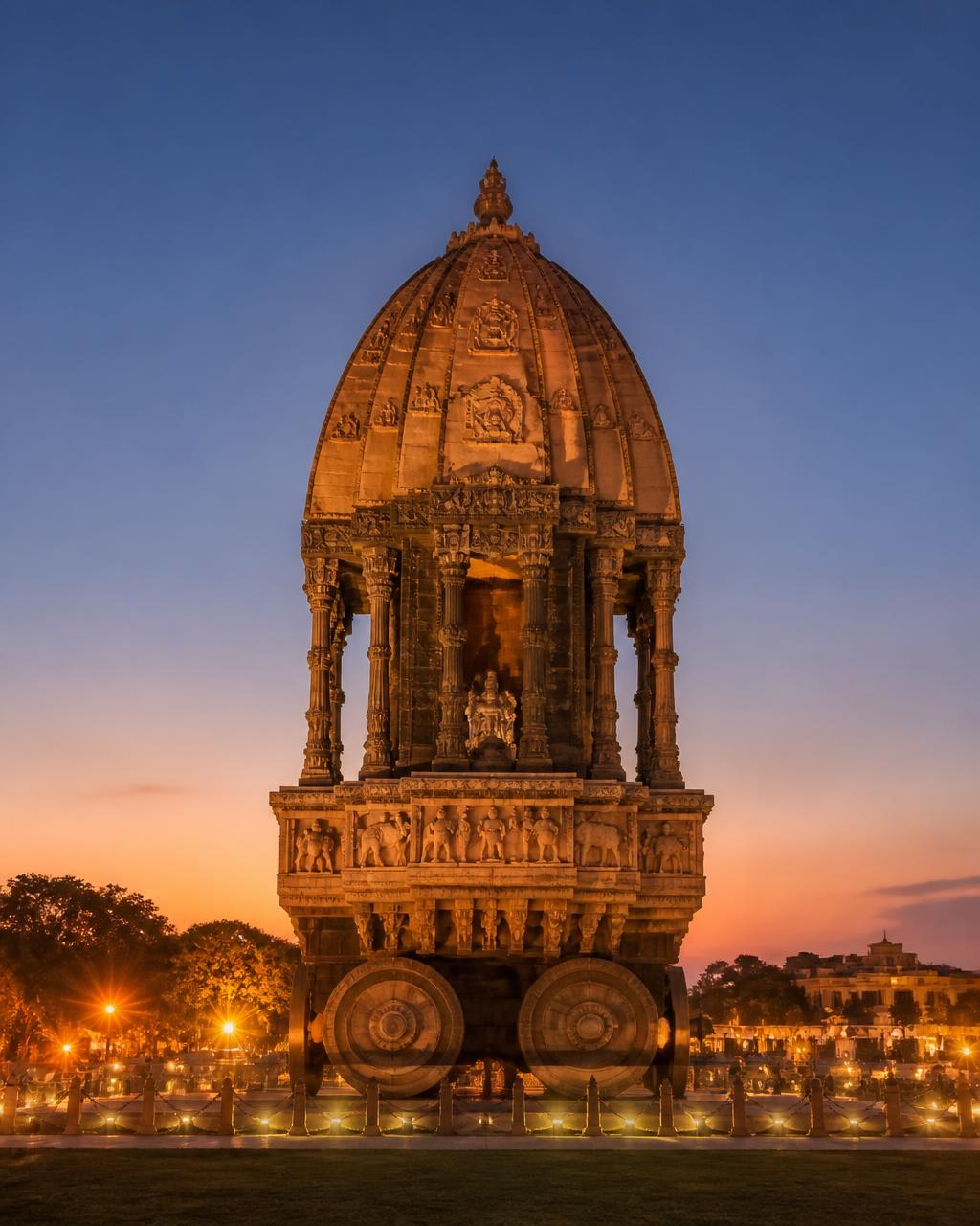 Valluvar Kottam monument in Chennai at twilight